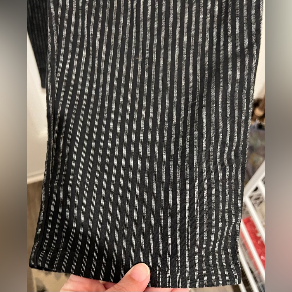 Sundance Amelia Linen Blend Pinstripe Black Trouser Paper Bag Pants Sz 14 Petite - Picture 11 of 16